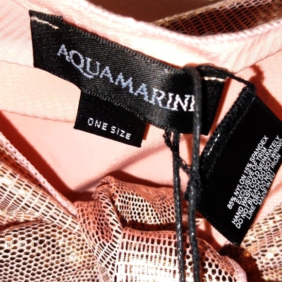 NWT AQUAMARINE Metallic Rose gold  Snakeskin  Sarong  Bathing Suit Cover Up - Picture 5 of 10